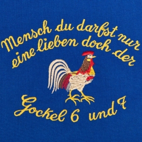 grembiule blu con motivo "Mensch du darfst nur einmal lieben..."
