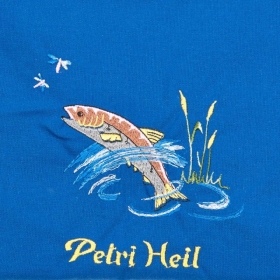 grembiule tirolese blu con motivo "pesce"