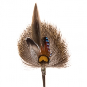 Accessorio per cappelli con piuma blu