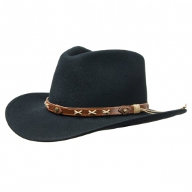Cappello tipo cowboy in feltro lana con cinturino