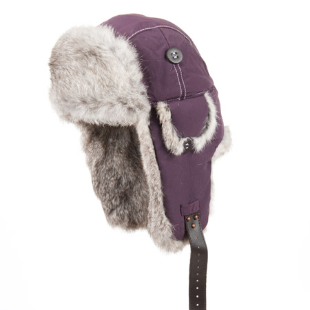 Cappello Trapper Aviatore Originale In Pelle Di Volpe - Colore Rosa Ombra - Fatto A Mano - Foto 4