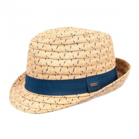 cappello trilby estivo con nastro a contrasto