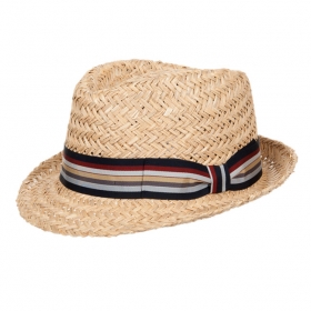 cappello trilby Fernando in paglia naturale con nastro a righe firmato HUTTER