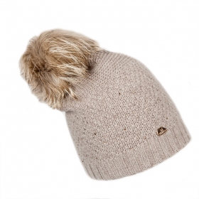 berretto a maglia Gianna con pompon e strass 