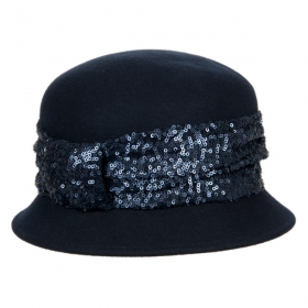 cappello da donna a forma cloche con fascia lustrino