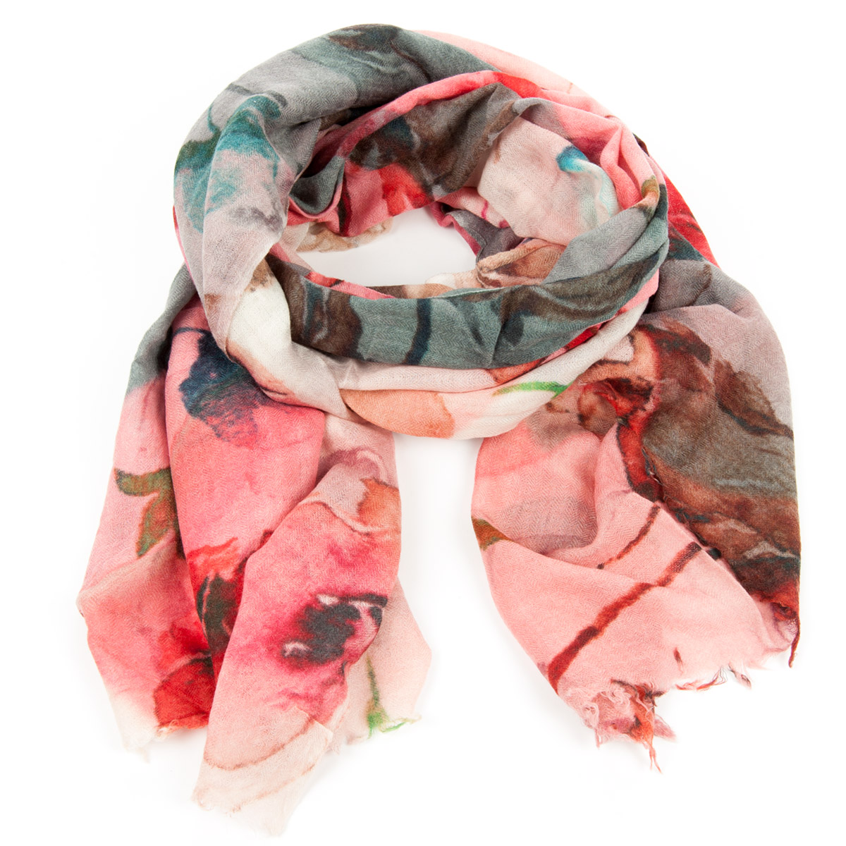 Accessori guanti e sciarpe Sciarpa rossa florale di lana by PASSIGATTI alt