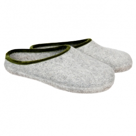 HAUNOLD | Pantofole da casa in feltro da uomo 100% feltro di lana colore grigio con verde