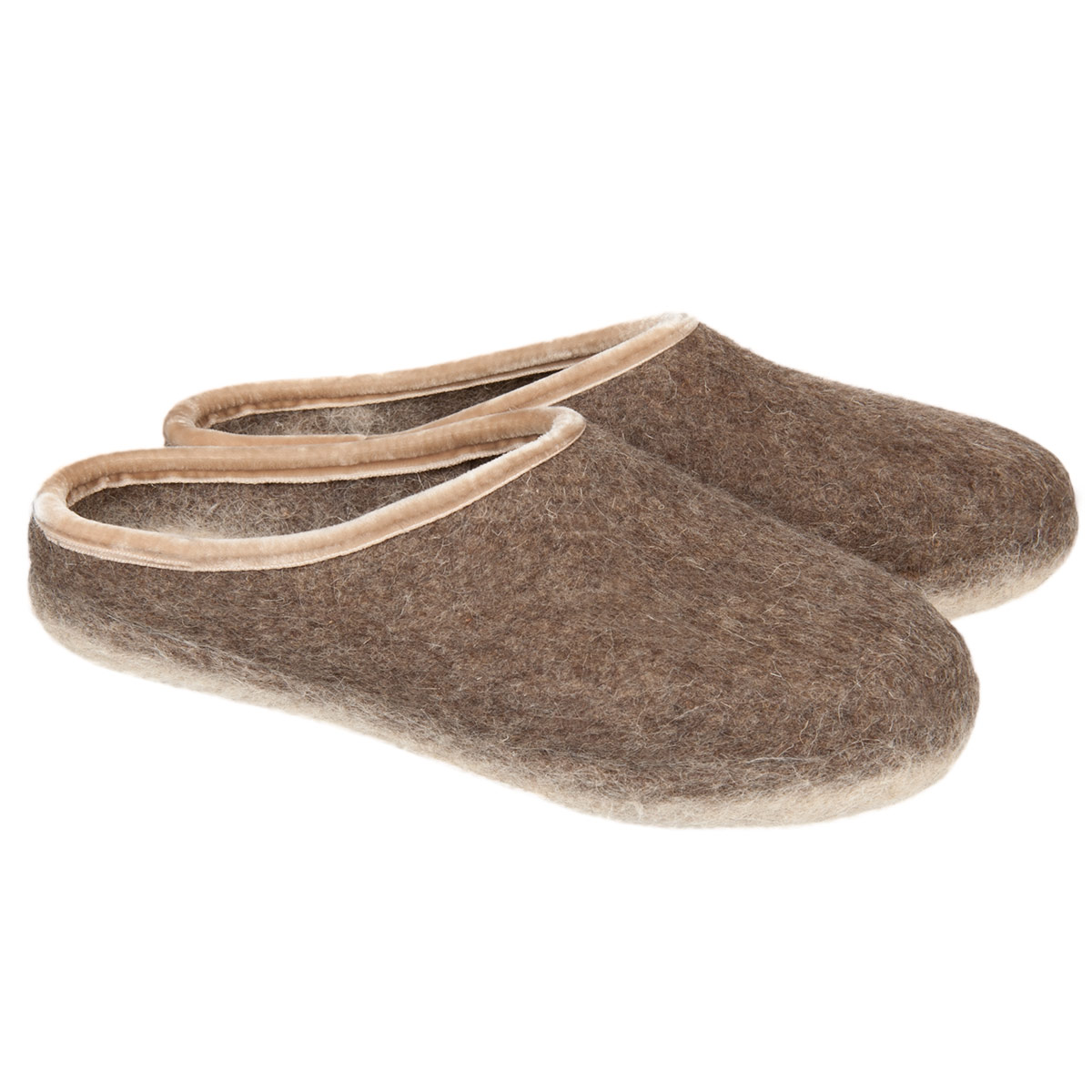 HAUNOLD pantofole feltro lana nel colore marrone