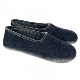 HAUNOLD | pantofole in feltro di pura lana nel colore blu con bordo grigio