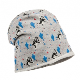 cuffia beanie per bimbi in cotone con disegno elefante