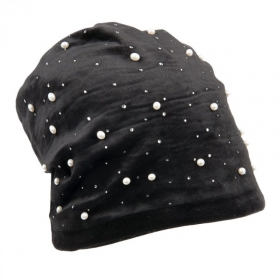 berretto beanie velluto con perle