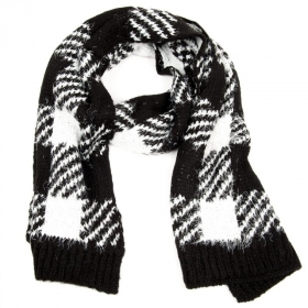 Sciarpa da donna a quadri Bianco Nero CM180X30