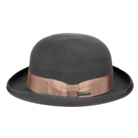 STETSON | Nobile bombetta in pelliccia con raffinata decorazione in nastro di gros-grain