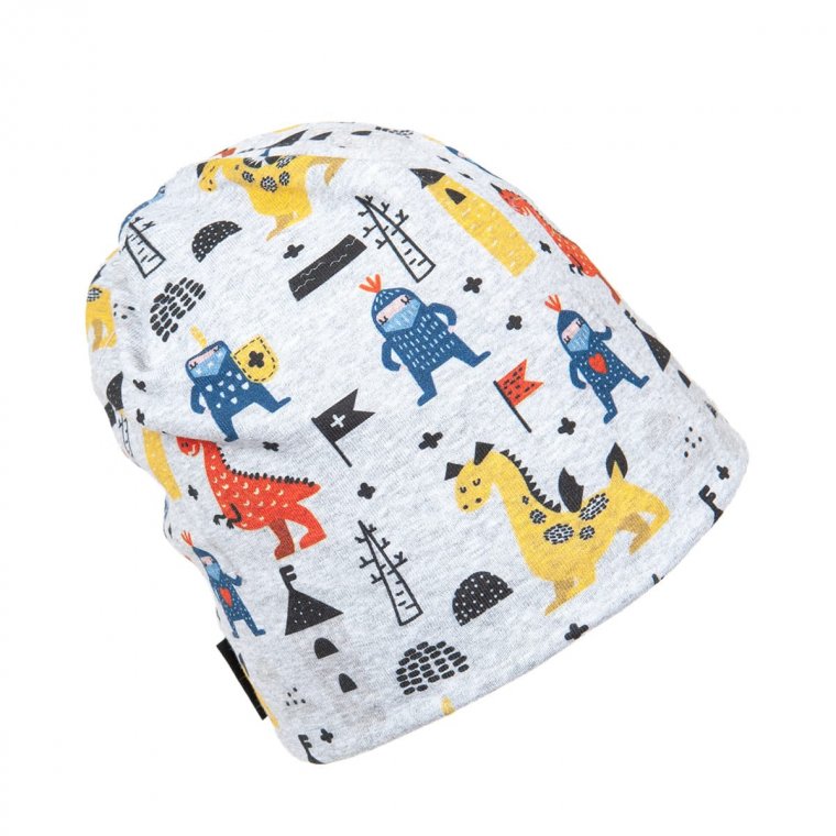 Sterntaler Jungen Slouch-Beanie Mütze – Weiche Baumwollmütze Mit Drachen-Motiv, Für Babys Ab 3 Monaten (Größe 39, Farbe Kiesel)