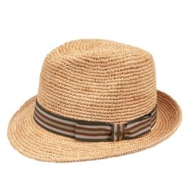 HUTTER | Cappello Paglia Naturale Crochet con guarnizione nastro a colori