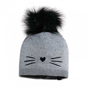 MAXIMO | MINI GIRL Berretto con pompon e motivo baffi floccato