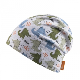 STERNTALER | Kids Slouch Beanie stampato con coccodrilli colorati in grigio argento