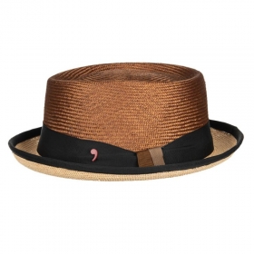 ALFONSO D\'ESTE | Cappello Porkpie con disegno a contrasto accentuato da un fiocco