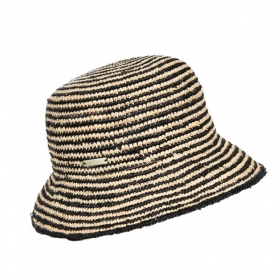 SEEBERGER | Cappello da pescatore in paglia di rafia a righe