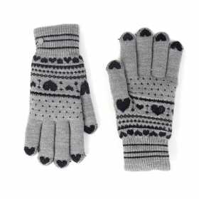 FASHION | Guanto da donna in filato peloso con stelle e cuori di neve jacquard