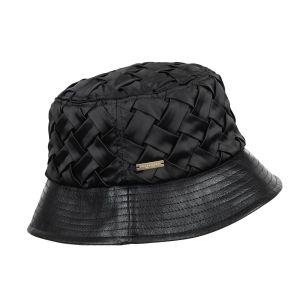 SEEBERGER | Cappello da pesca a secchiello in raso da donna con tesa in ecopelle