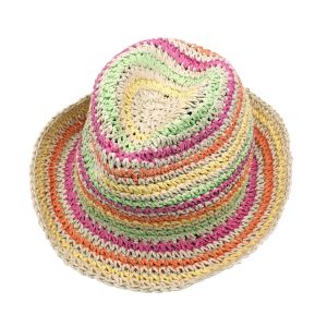 MAXIMO | Cappello trilby da bambina in paglia a righe colorate Fatto a mano