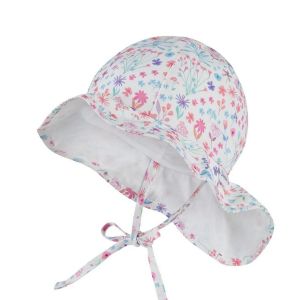 STERNTALER | Cappello da sole da bambina in cotone floreale con protezione del collo UV50+