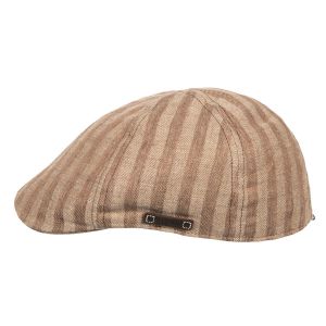 STETSON | Berretto piatto da uomo con look a righe in misto lino