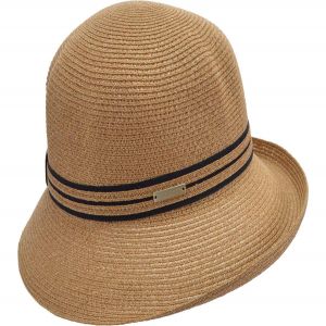 SEEBERGER | Cloche da donna in paglia di carta con fascia decorativa nera