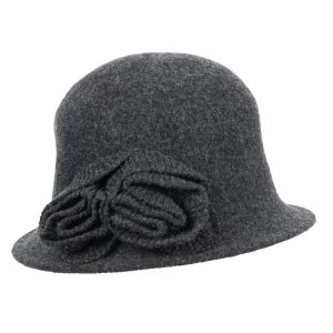 SEEBERGER | Cloche aus Walkwolle mit dekorativer Strickblume