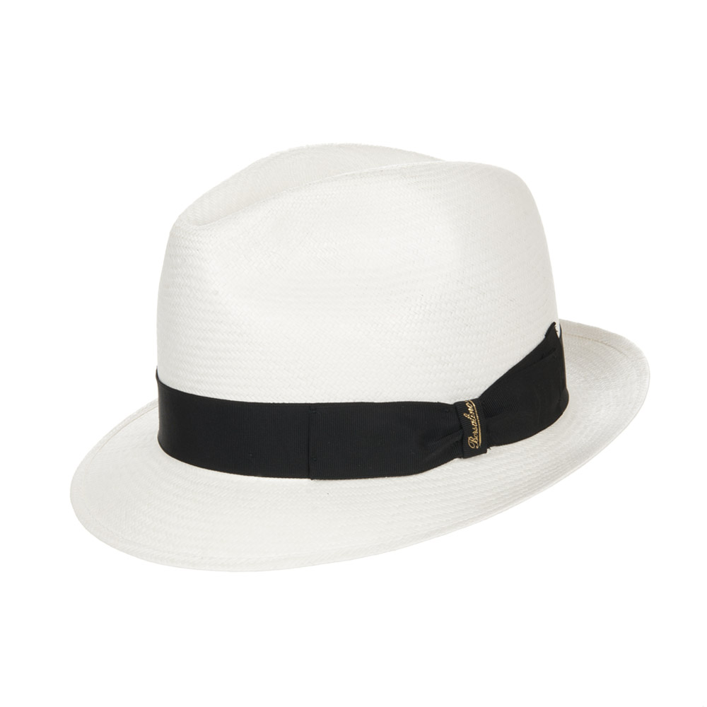 Cappello Panama firmato Borsalino con fascia classica nera