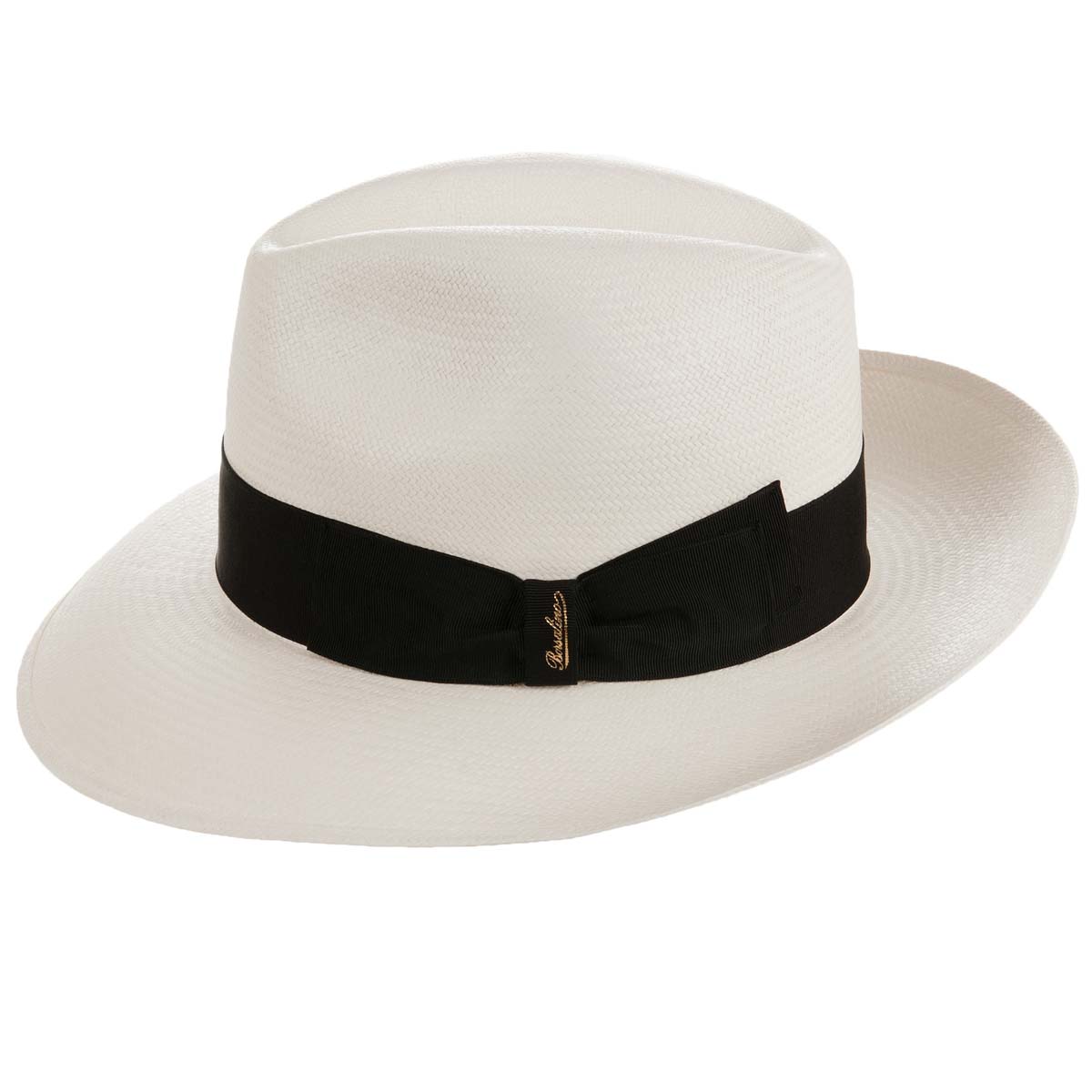 B Couture Cappello Panama Autentico In Paglia Di Palma, Tesa Larga Modello Thibault, Intrecciato A Mano In Ecuador, Taglia Regolabile