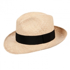 Cappello in paglia a tesa larga con fascia nera