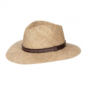 HUTTER  cappello di paglia con cinturino di cuoio