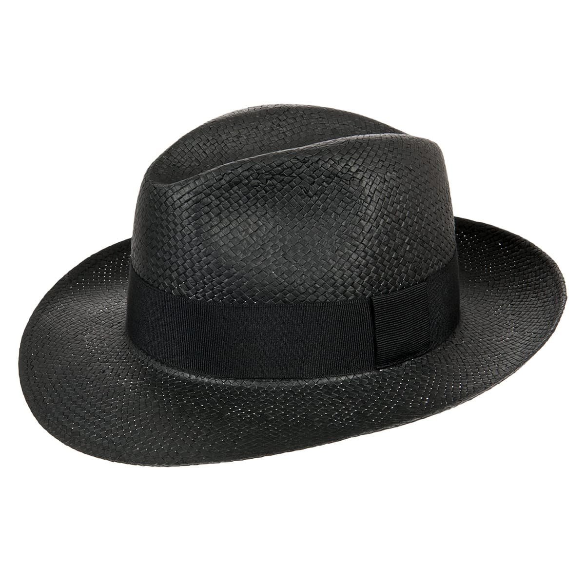 Cappello in paglia a tesa larga con fascia nera