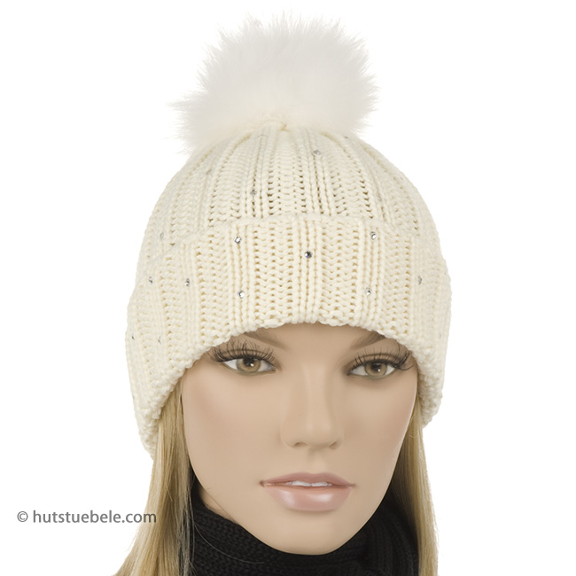 MUNSKT Berretto Invernale da Donna, Caldo Cappello Lavorato a Maglia Grossa con Fodera in Pile Termico, Cappello con Pompon per Sci all'aperto, Cappelli di Lana, Cappelli Invernali da Donna (Grigio