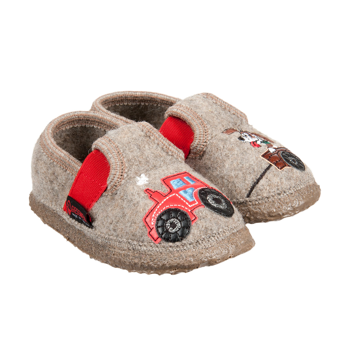 GIESSWEIN pantofole per bimbi THURLAND con motivo trattore e cane