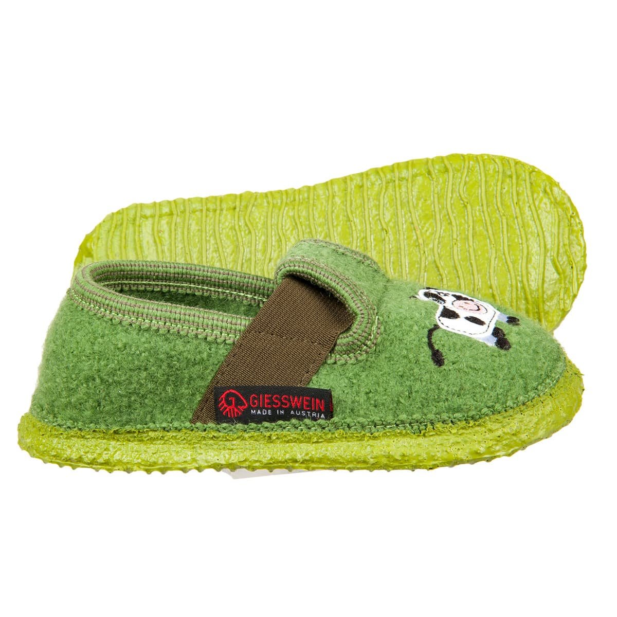 Giesswein Pantofole Bambino Arnstadt In Cotone 100% – Antiscivolo, Morbide E Traspiranti Con Elastico (Verde, Taglia 30, Perfette Per 23-35)