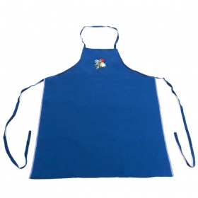 Grembiule blu in cotone, con fiori ricamati