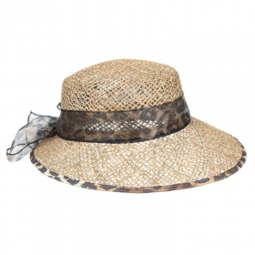 Cappello di paglia da donna HUTTER con stampa animalier