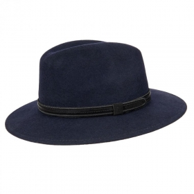 HUTTER cappello da viaggiatore in feltro di lana blu a 
