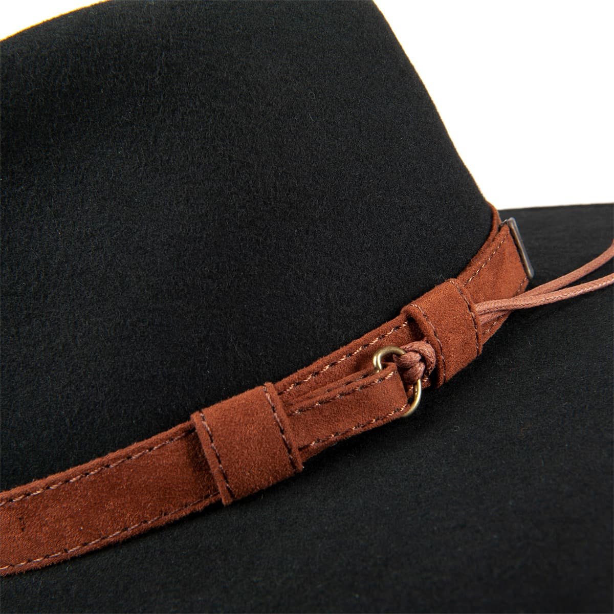 John F. Brown - Cappello Western In Feltro Rigido E Lacciolino Ricamato
