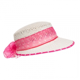HUTTER | Cappello di carta bianco con fascia fucsia