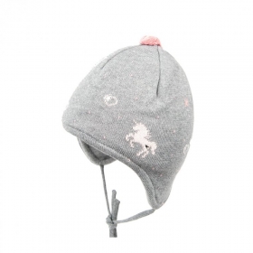 Cappello MAXIMO in maglia con mini pompon e unicorni