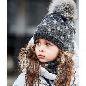Cappello MAXIMO da bambina con glitter e pompon