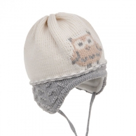 Cappello MAXIMO con pompon e motivo gufo per bambini