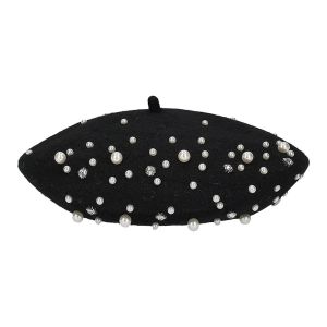 Berretto elegante con perle e strass