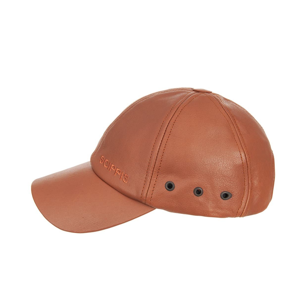 Cappello Baseball In Vera Pelle D'Agnello 100% – Colore Tan – Unisex – Regolabile – Fatto A Mano Turchia