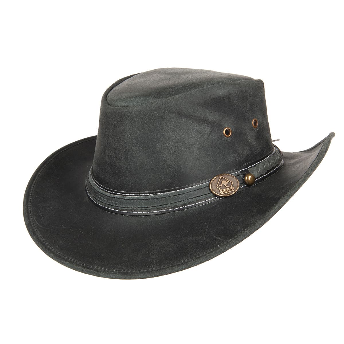 Cappello In Pelle Bushman Di Scippis - Stile Traveller, Nero, Taglie S-XL, Per Outdoor