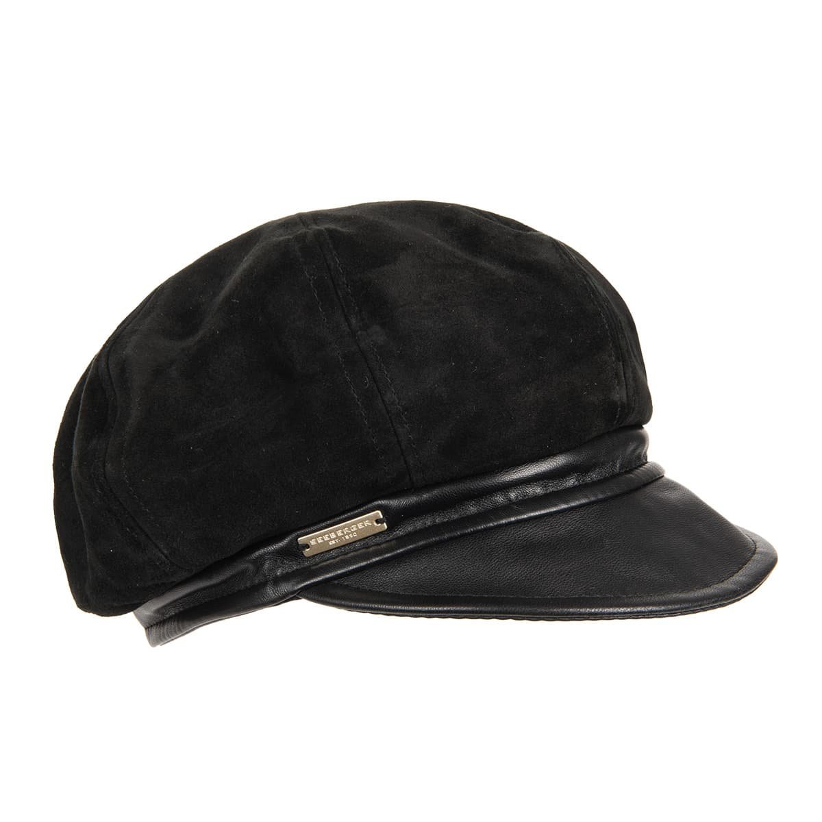 Berretto In Vera Pelle Scamosciata Unisex – Stile Newsboy, Colori Esercito E Navy